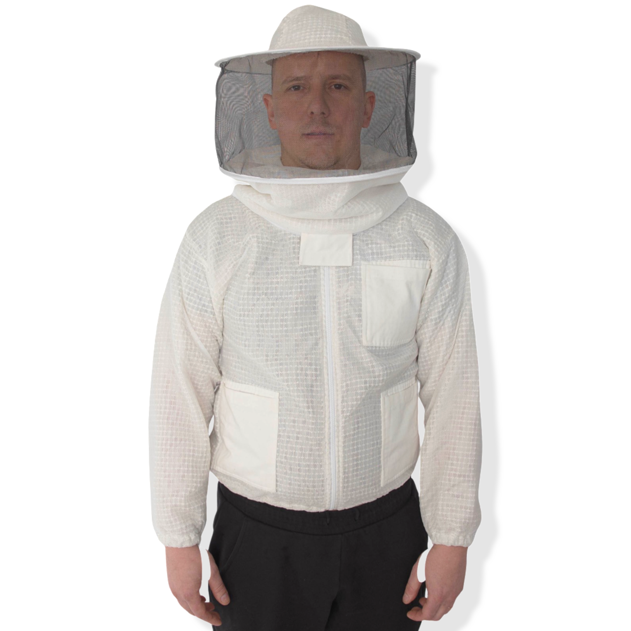 3 Layer Ultra Ventilated Bee Beekeeper beekeeping jacket Round Veil@M-#BS34 