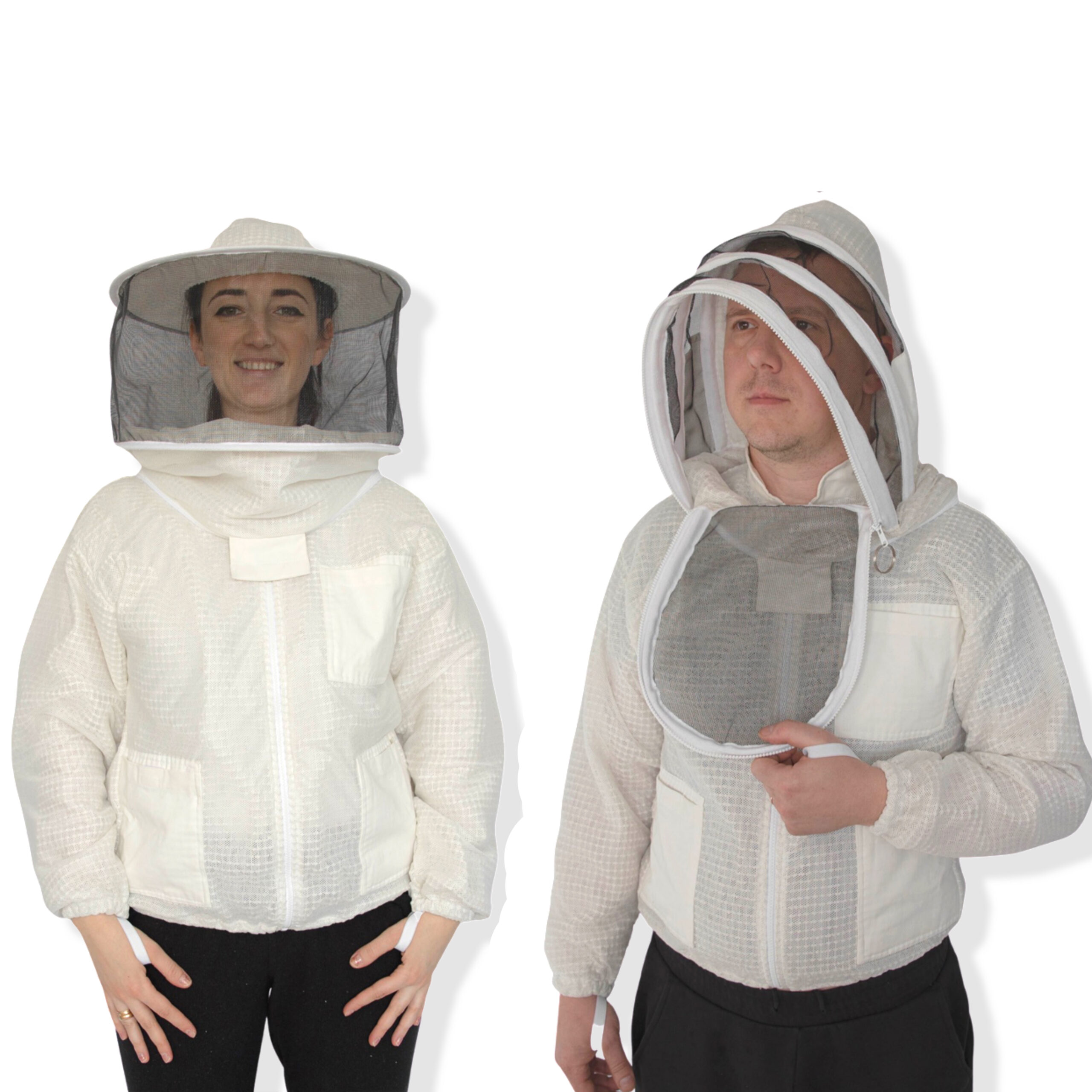L 3 layer beekeeping ultra ventilated jacket brass zipper round hat veil 