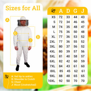 bee suit size chart